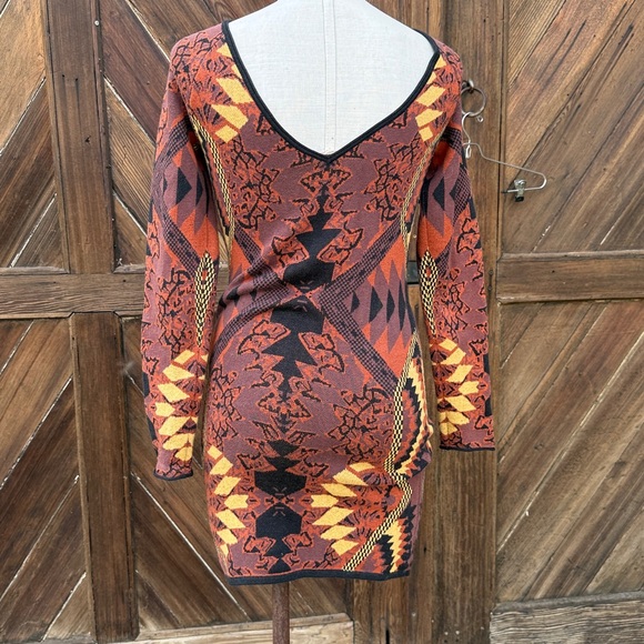 Free People Huntress of the moon Boho Geometric Patterned Long Sleeve Dress S - Picture 4 of 7